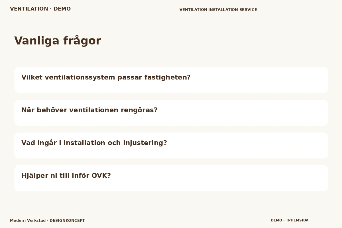 Modern Verkstad – Vanliga frågor för ventilation
