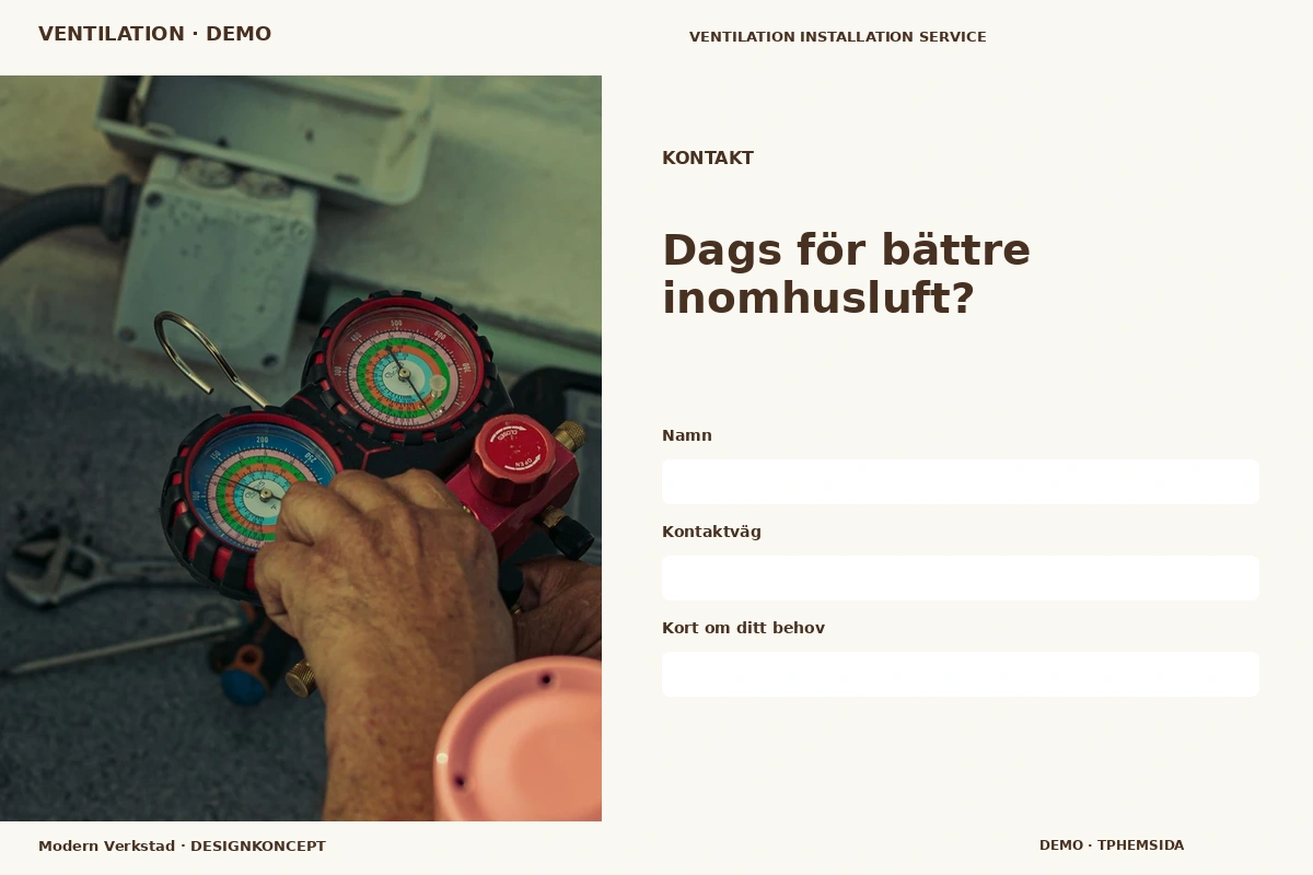 Modern Verkstad – Kontakt för ventilation