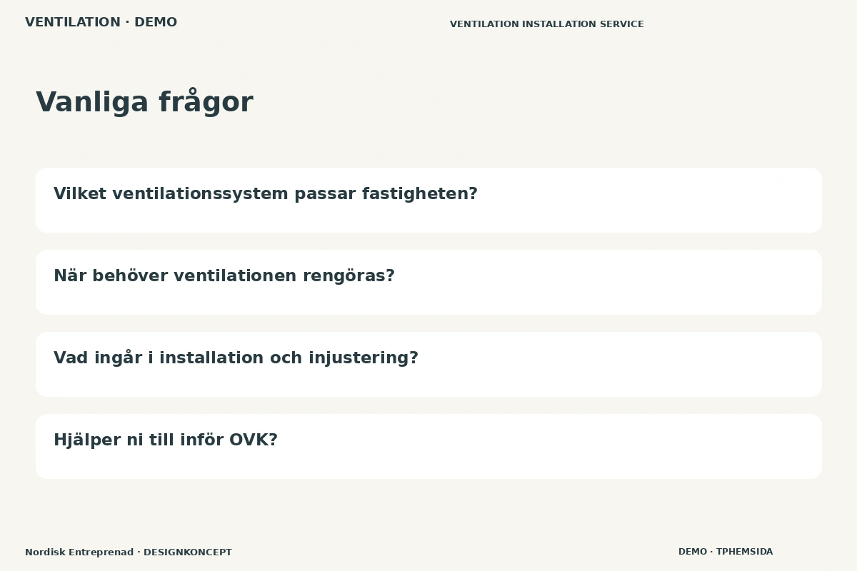 Nordisk Entreprenad – Vanliga frågor för ventilation