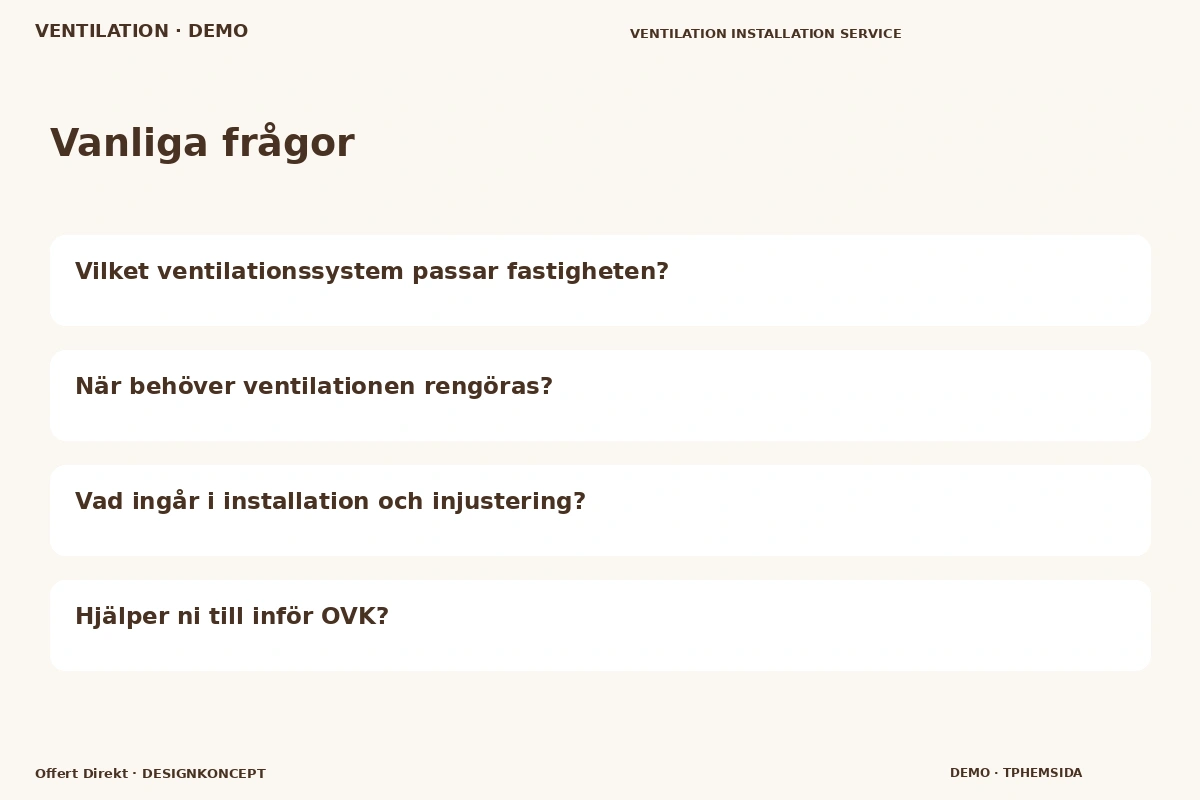 Offert Direkt – Vanliga frågor för ventilation