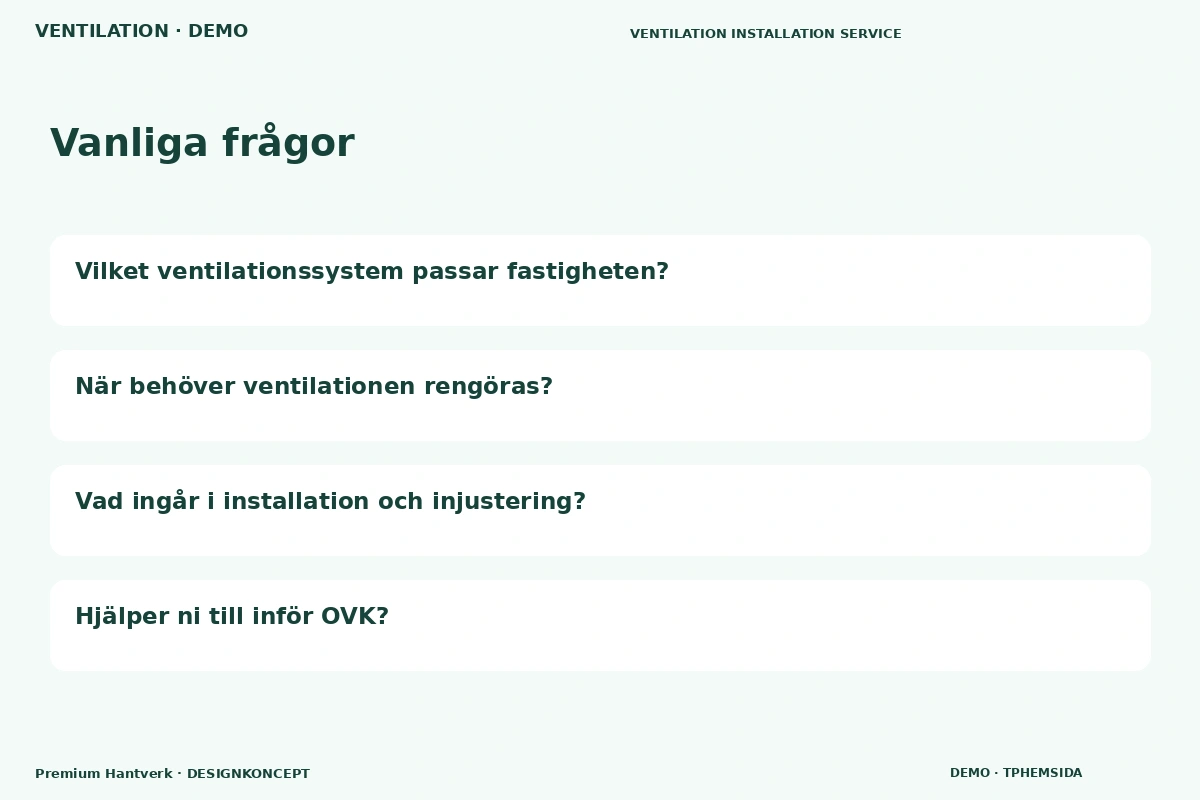 Premium Hantverk – Vanliga frågor för ventilation