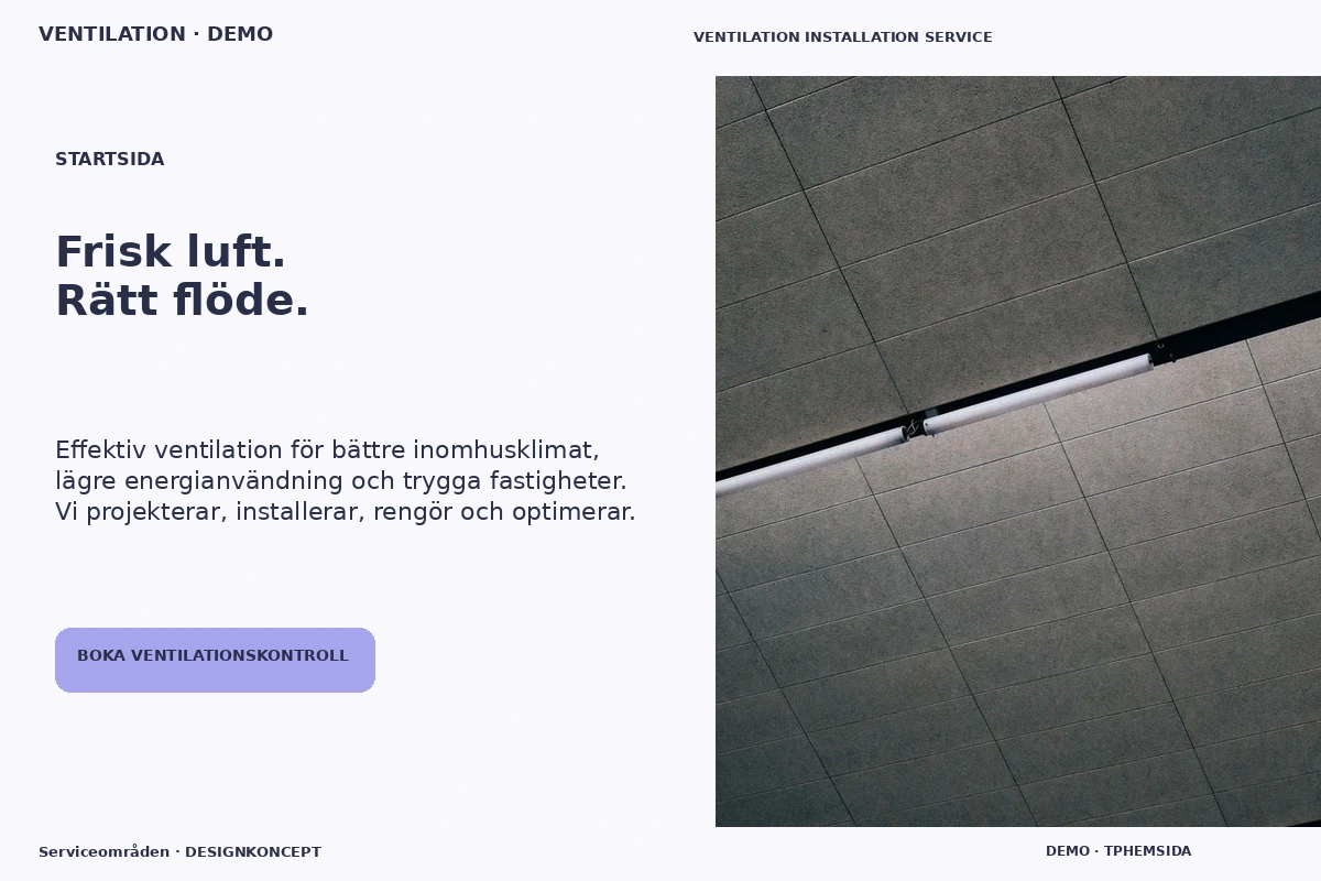 Serviceområden – Startsida för ventilation