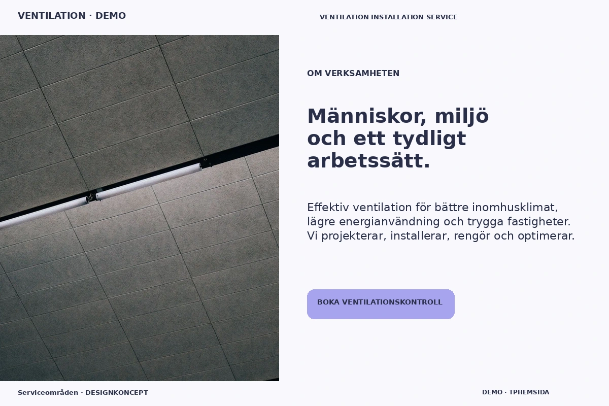 Serviceområden – Om verksamheten för ventilation