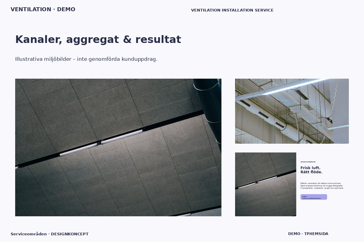 Serviceområden – Kanaler, aggregat & resultat för ventilation