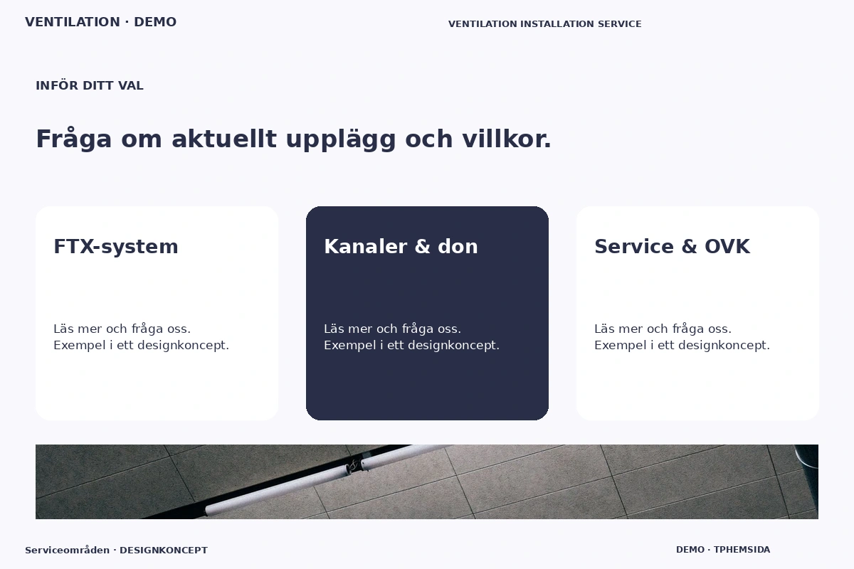 Serviceområden – Alternativ & villkor för ventilation