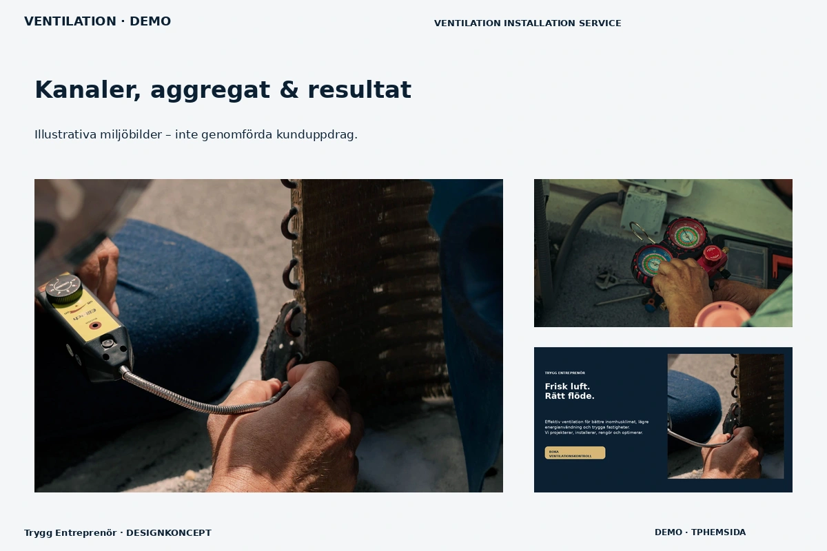 Trygg Entreprenör – Kanaler, aggregat & resultat för ventilation