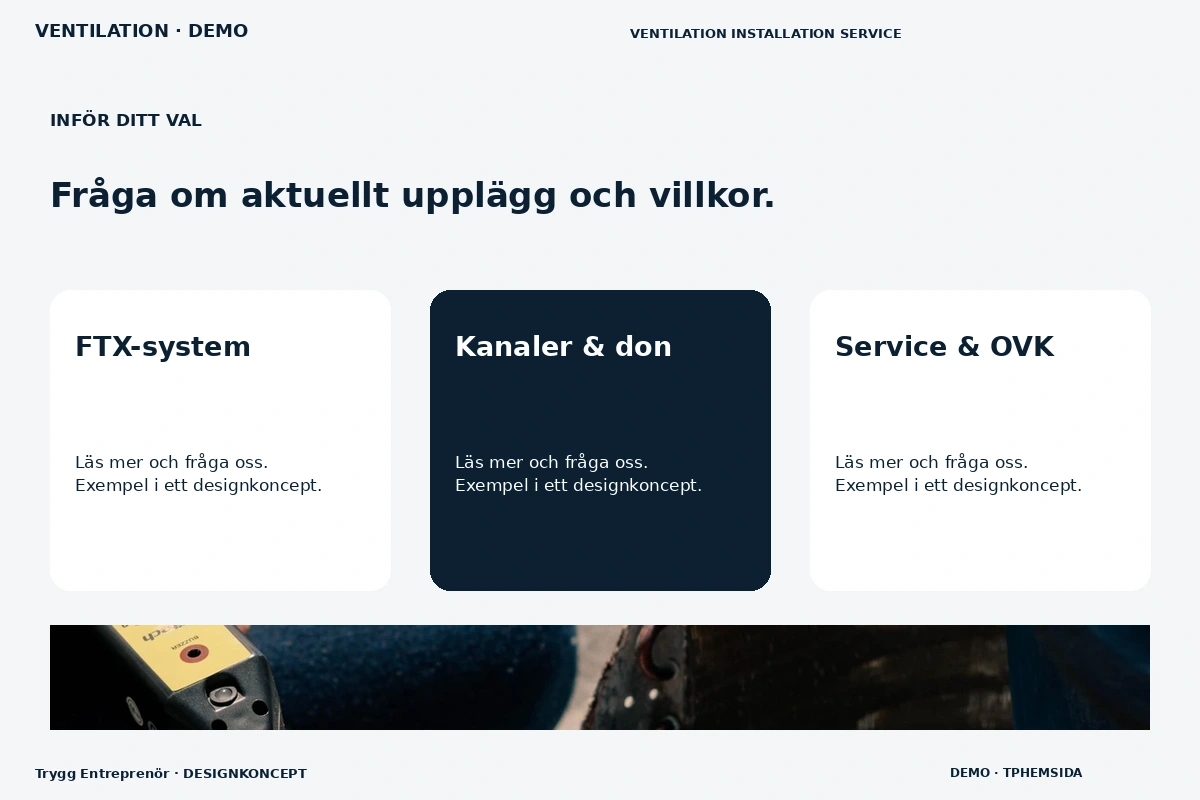 Trygg Entreprenör – Alternativ & villkor för ventilation