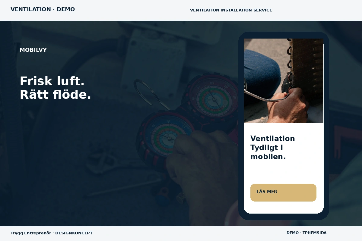 Trygg Entreprenör – Mobilvy för ventilation