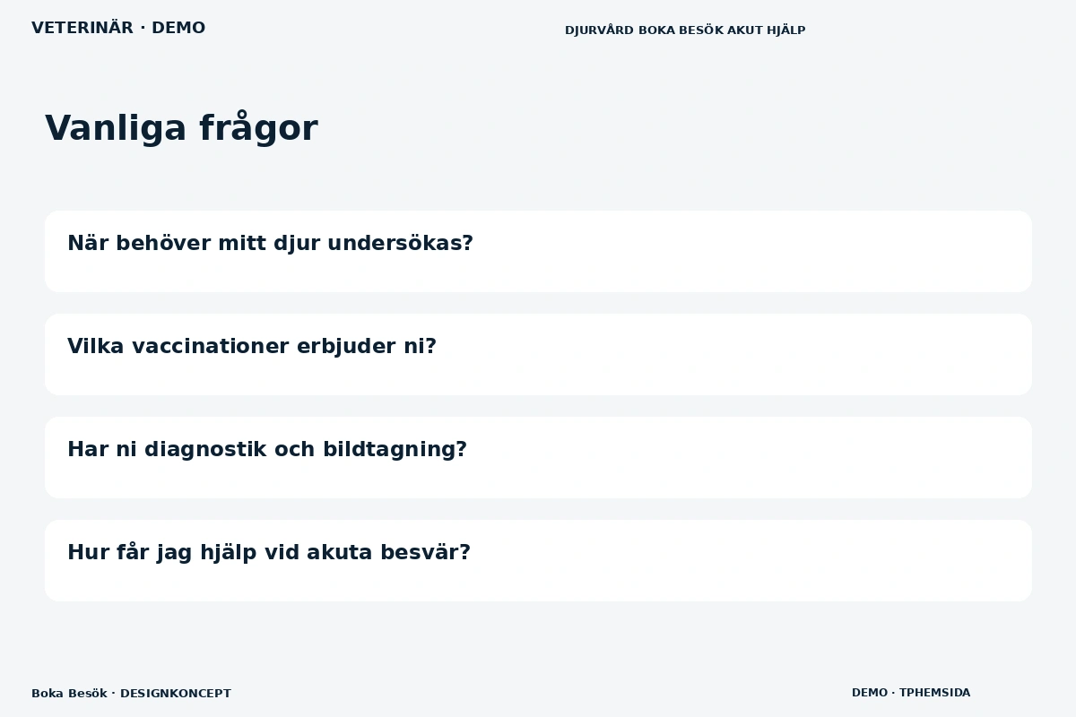 Boka Besök – Vanliga frågor för veterinär