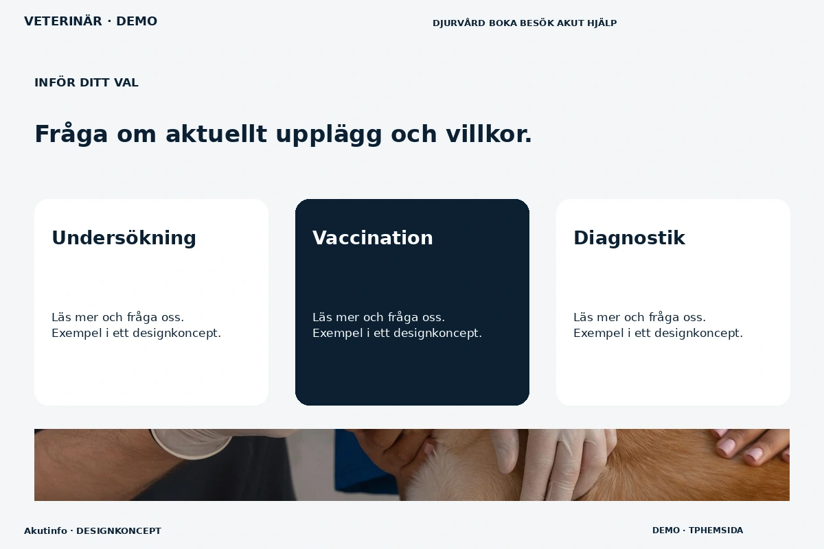 Akutinfo – Alternativ & villkor för veterinär