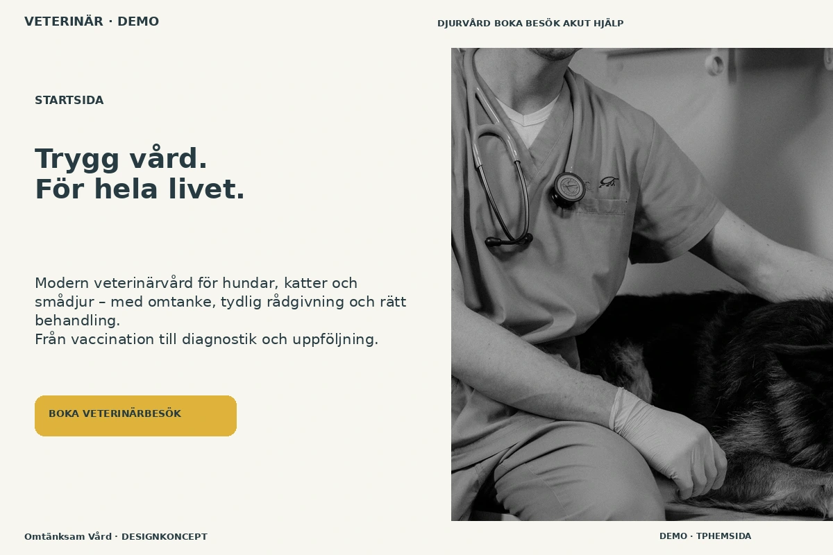 Omtänksam Vård – Startsida för veterinär