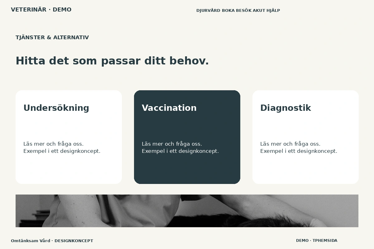 Omtänksam Vård – Tjänster & alternativ för veterinär