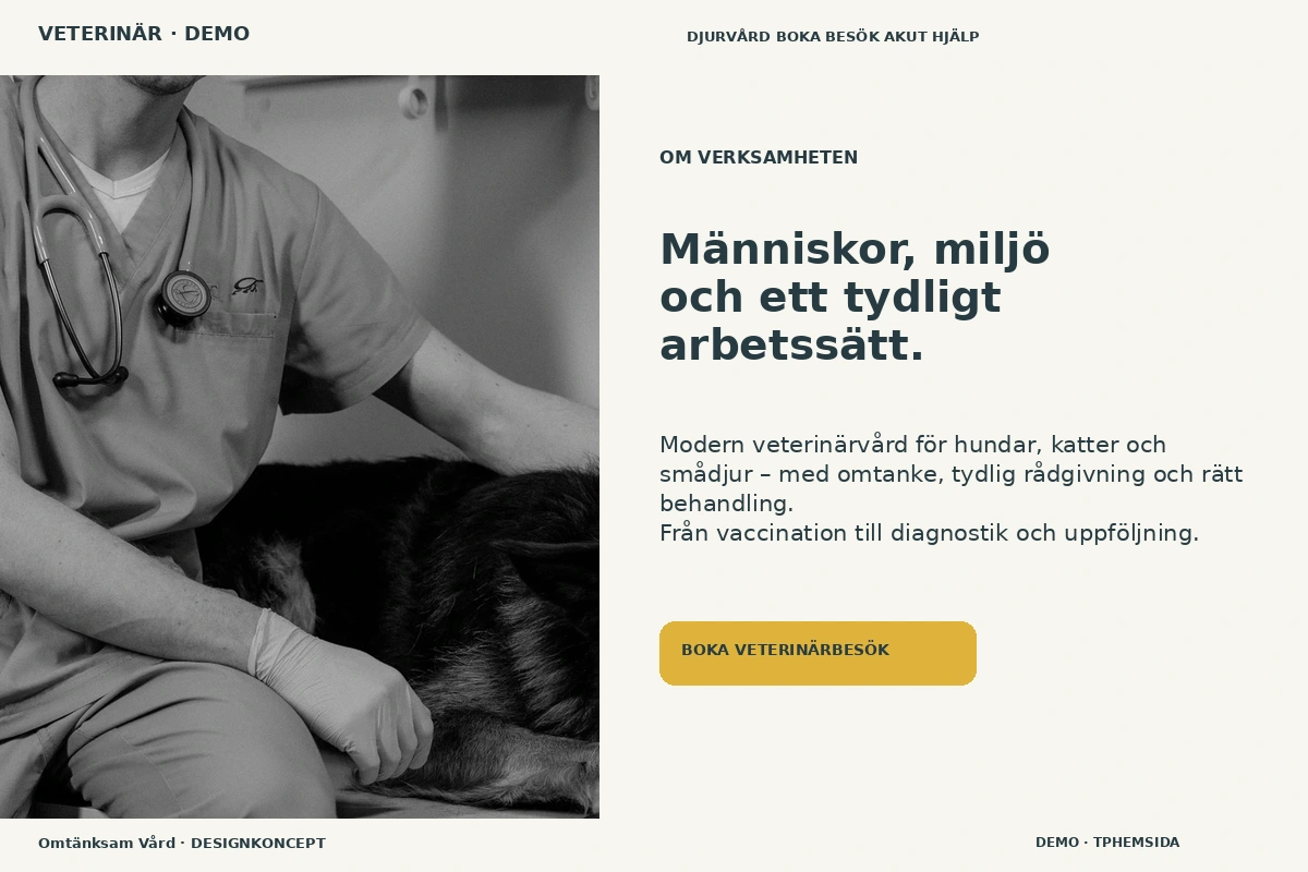 Omtänksam Vård – Om verksamheten för veterinär