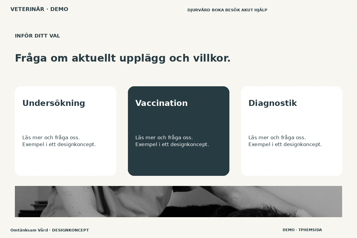 Omtänksam Vård – Alternativ & villkor för veterinär