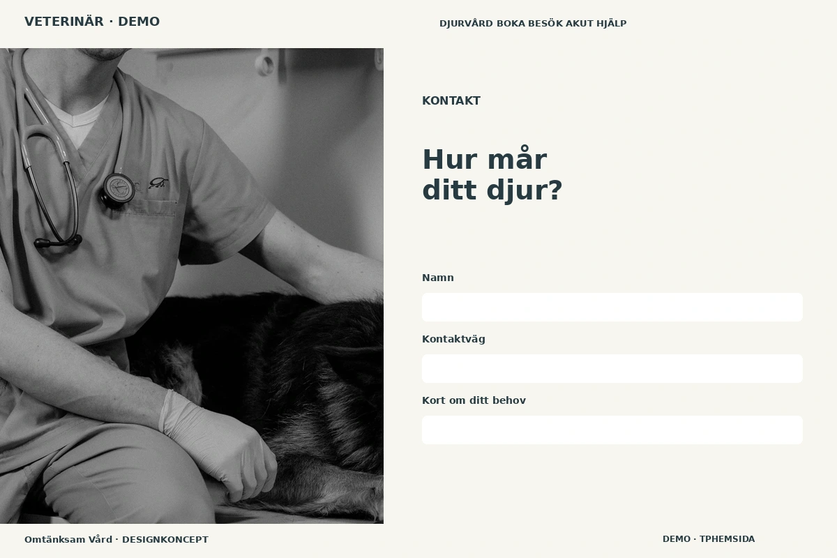 Omtänksam Vård – Kontakt för veterinär