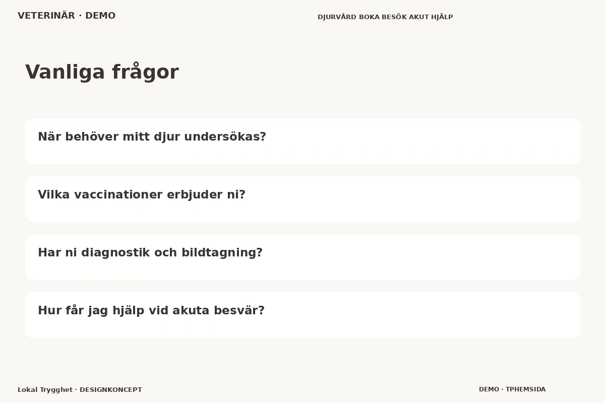 Lokal Trygghet – Vanliga frågor för veterinär