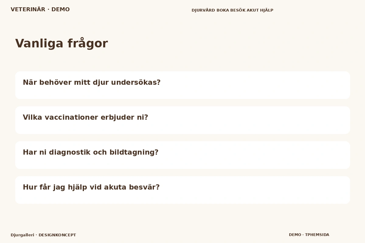 Djurgalleri – Vanliga frågor för veterinär