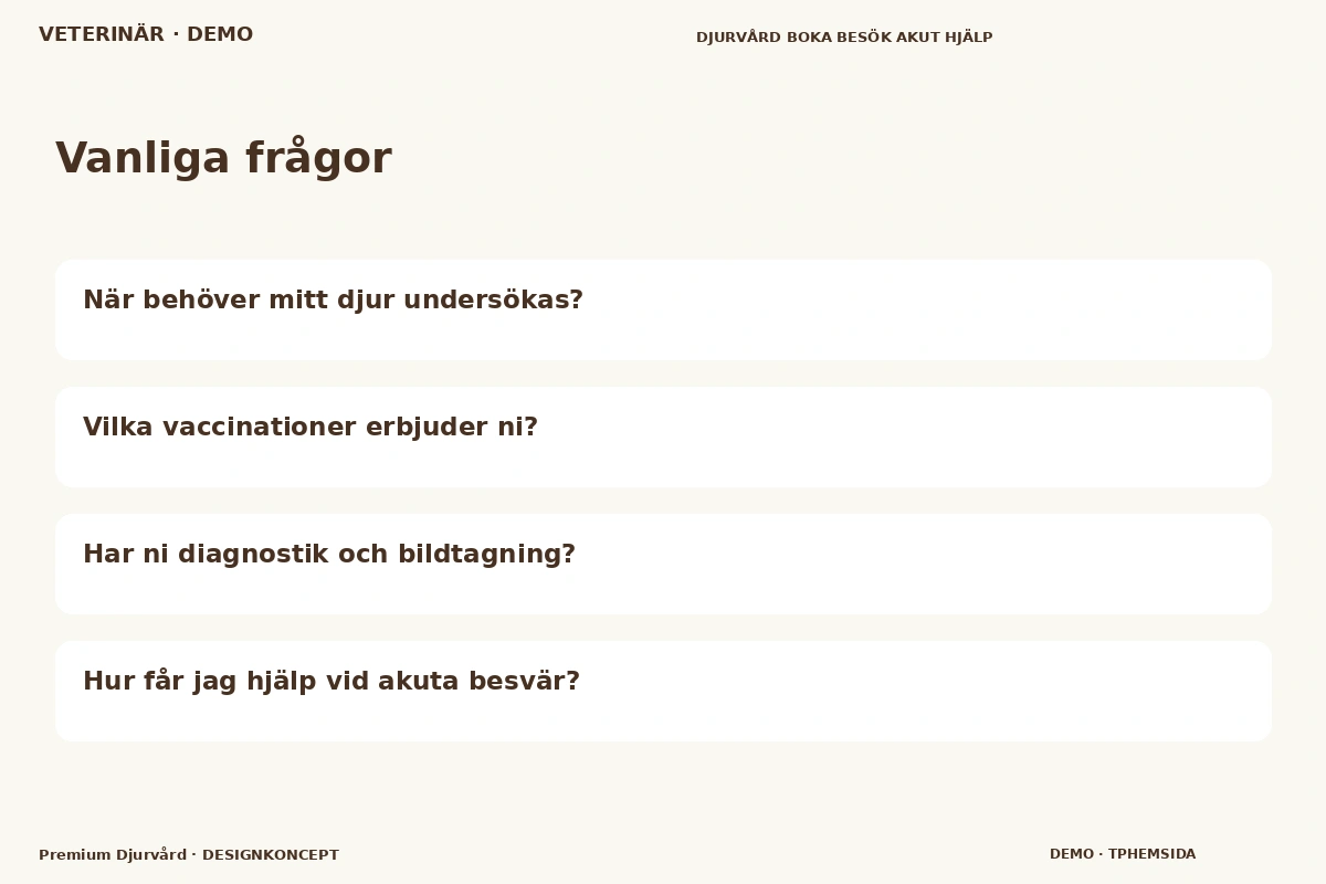 Premium Djurvård – Vanliga frågor för veterinär