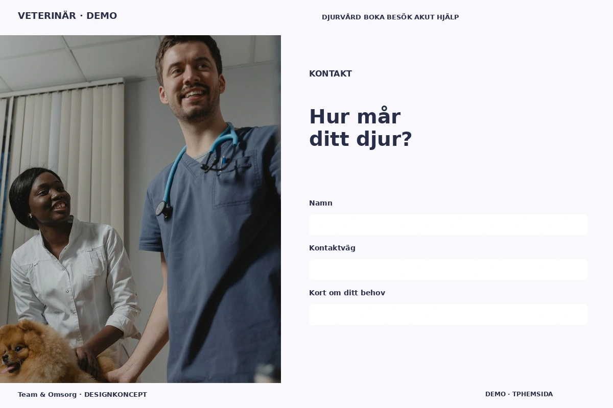 Team & Omsorg – Kontakt för veterinär