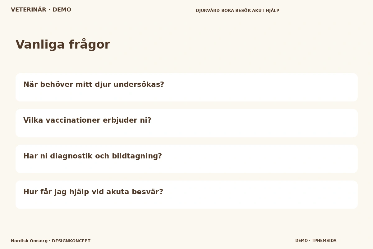 Nordisk Omsorg – Vanliga frågor för veterinär
