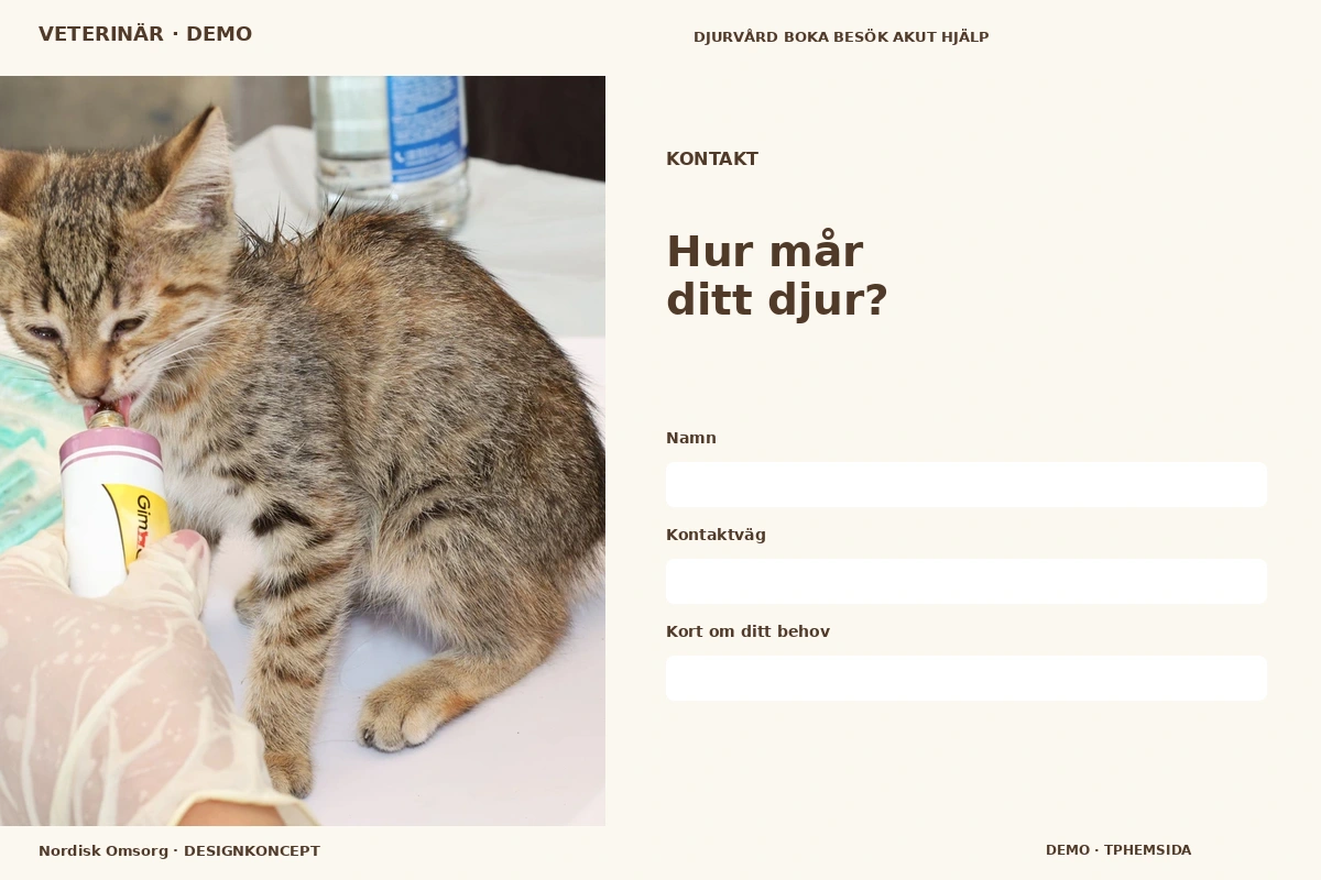 Nordisk Omsorg – Kontakt för veterinär
