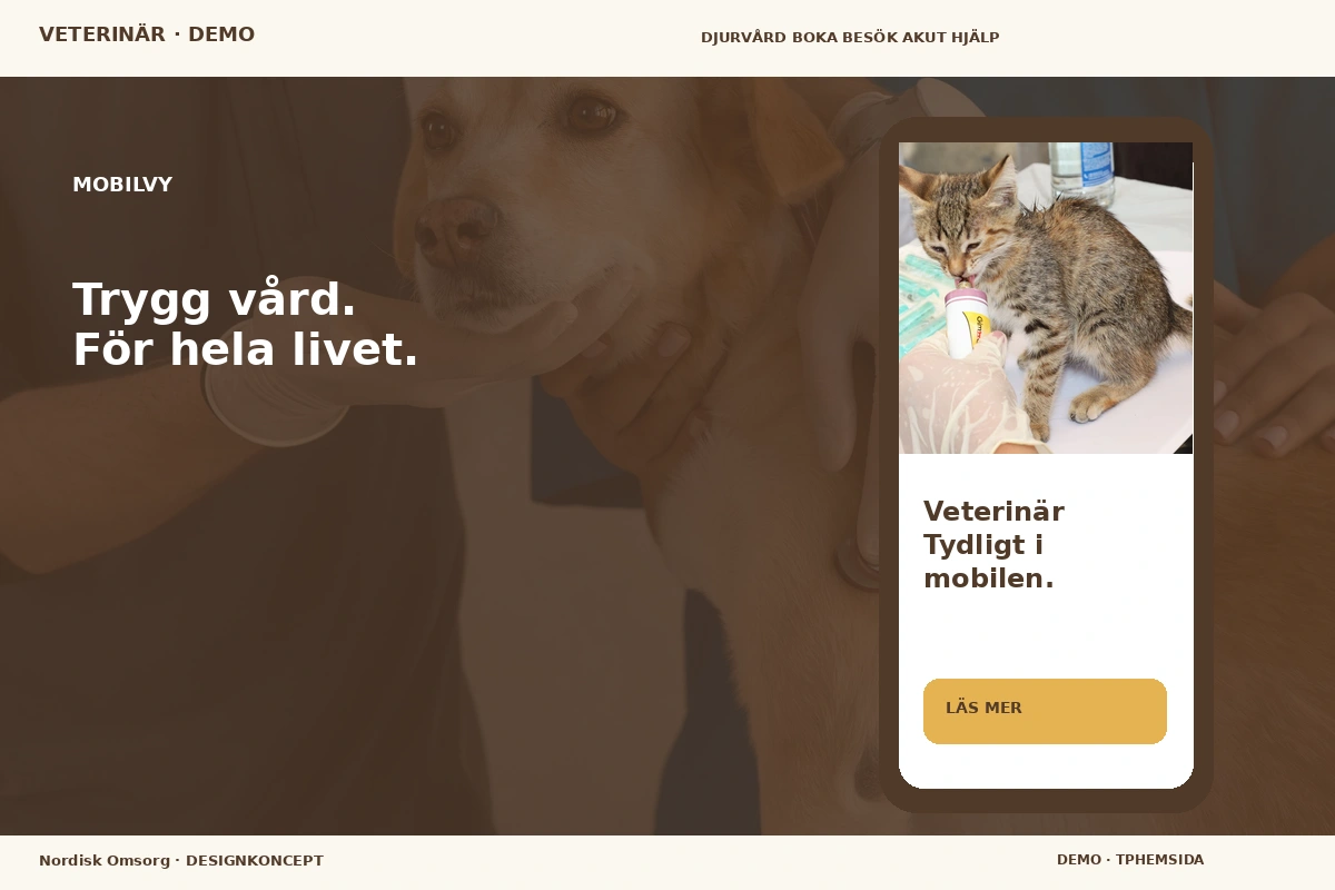 Nordisk Omsorg – Mobilvy för veterinär
