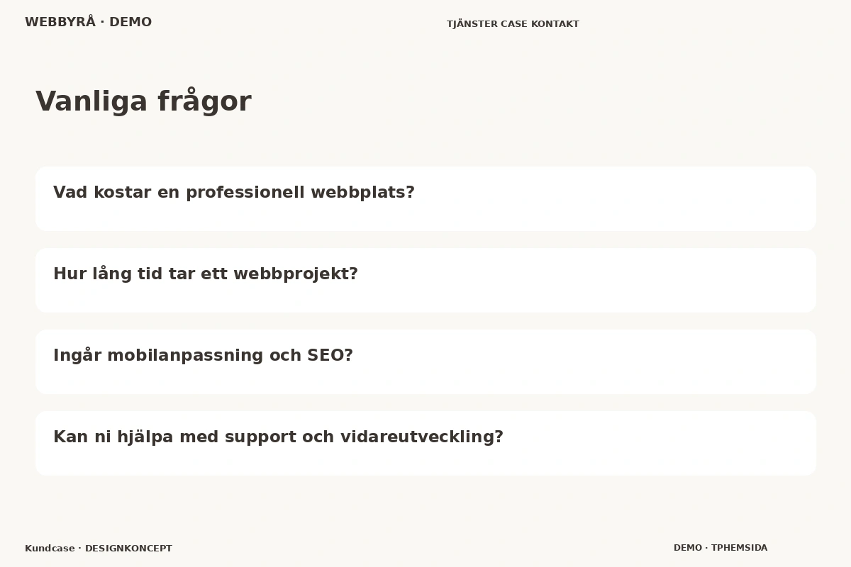 Kundcase – Vanliga frågor för webbyrå