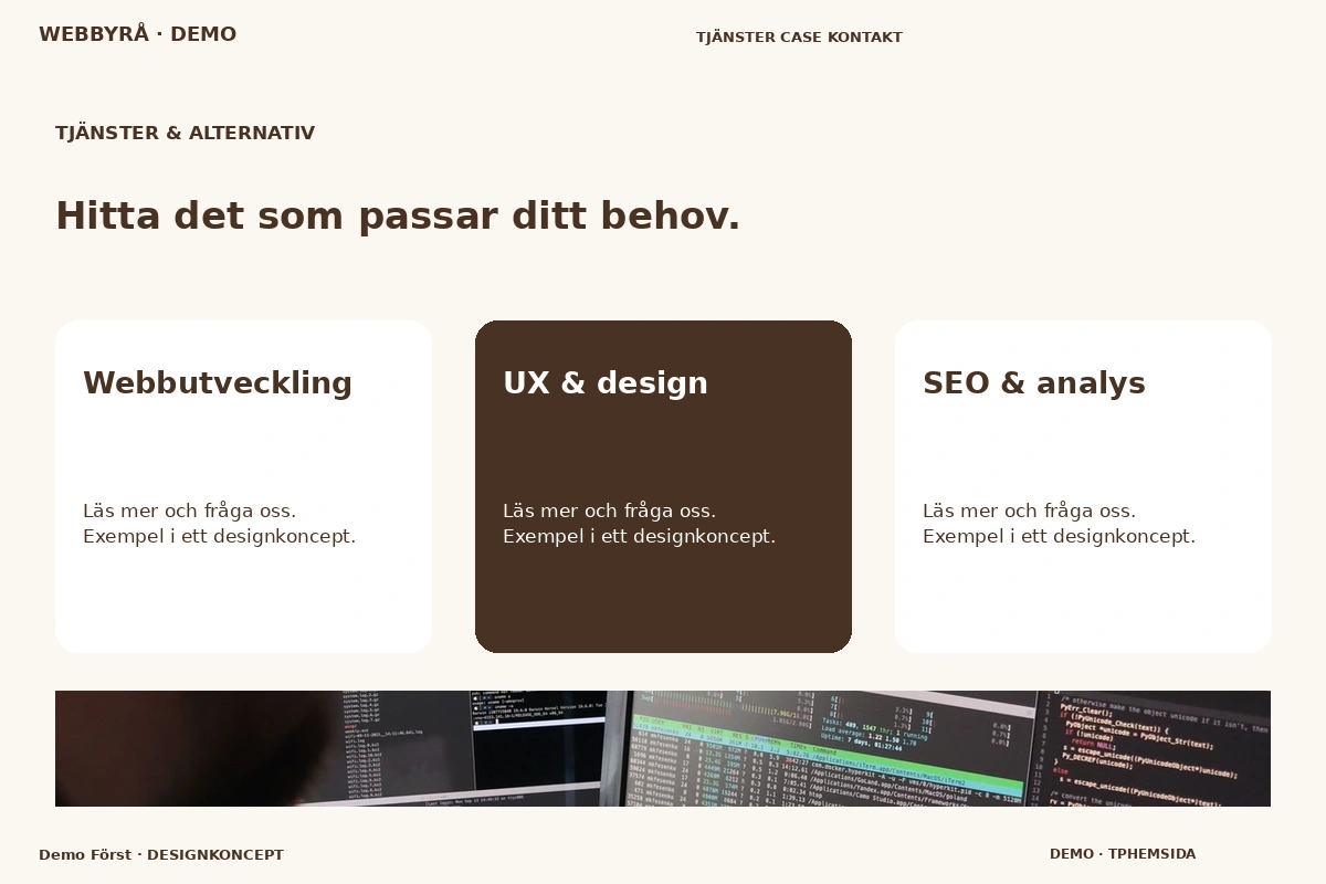 Demo Först – Tjänster & alternativ för webbyrå