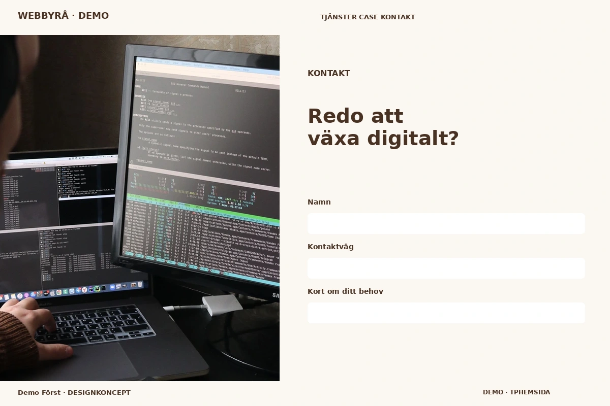 Demo Först – Kontakt för webbyrå