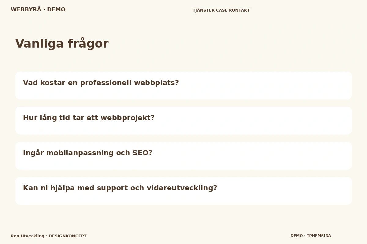 Ren Utveckling – Vanliga frågor för webbyrå