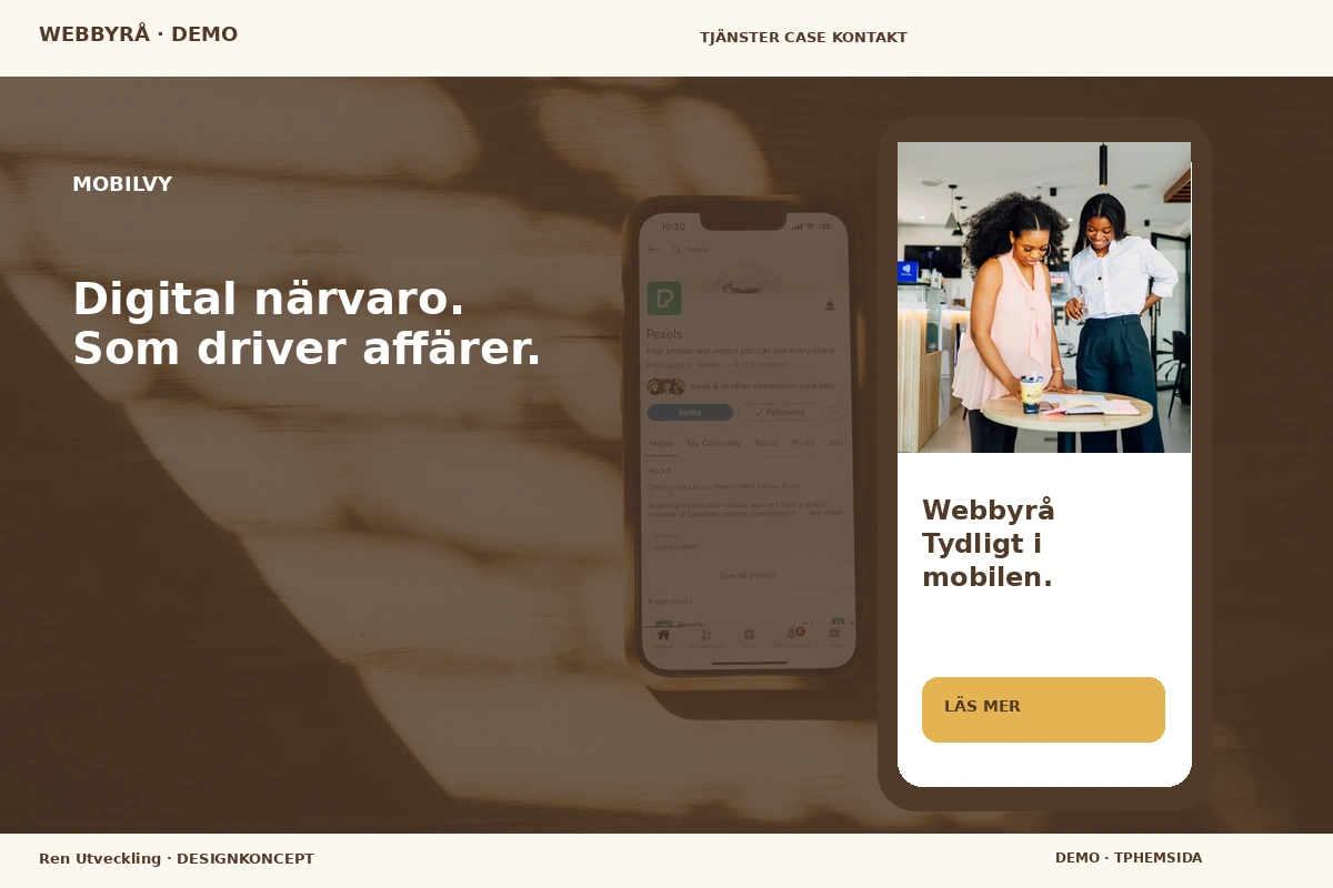 Ren Utveckling – Mobilvy för webbyrå