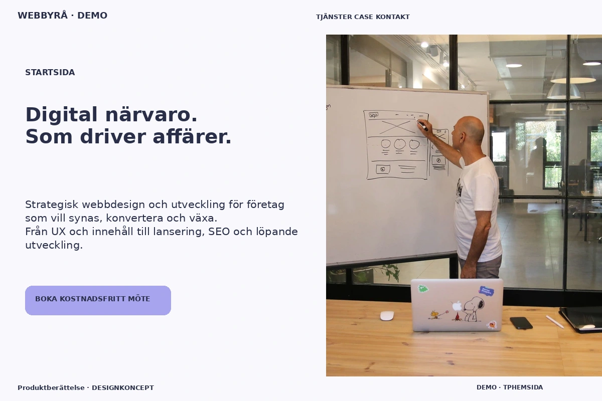Produktberättelse – Startsida för webbyrå