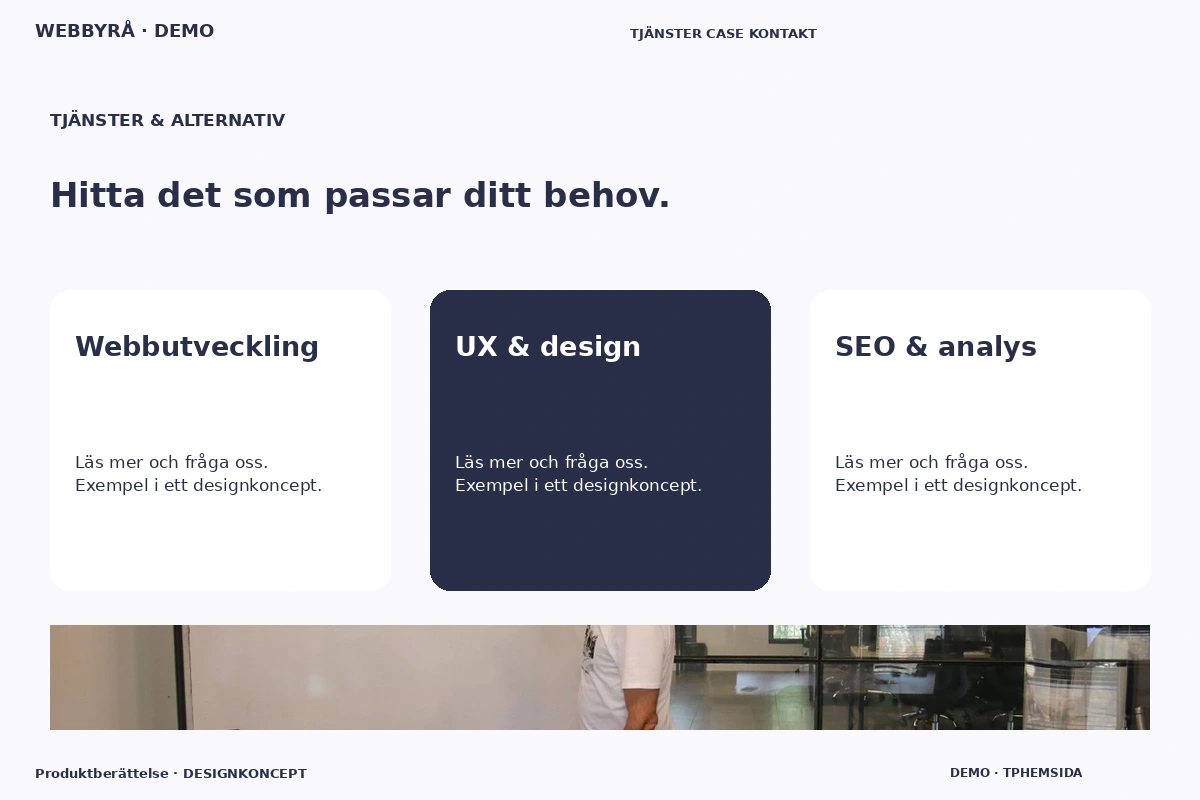 Produktberättelse – Tjänster & alternativ för webbyrå