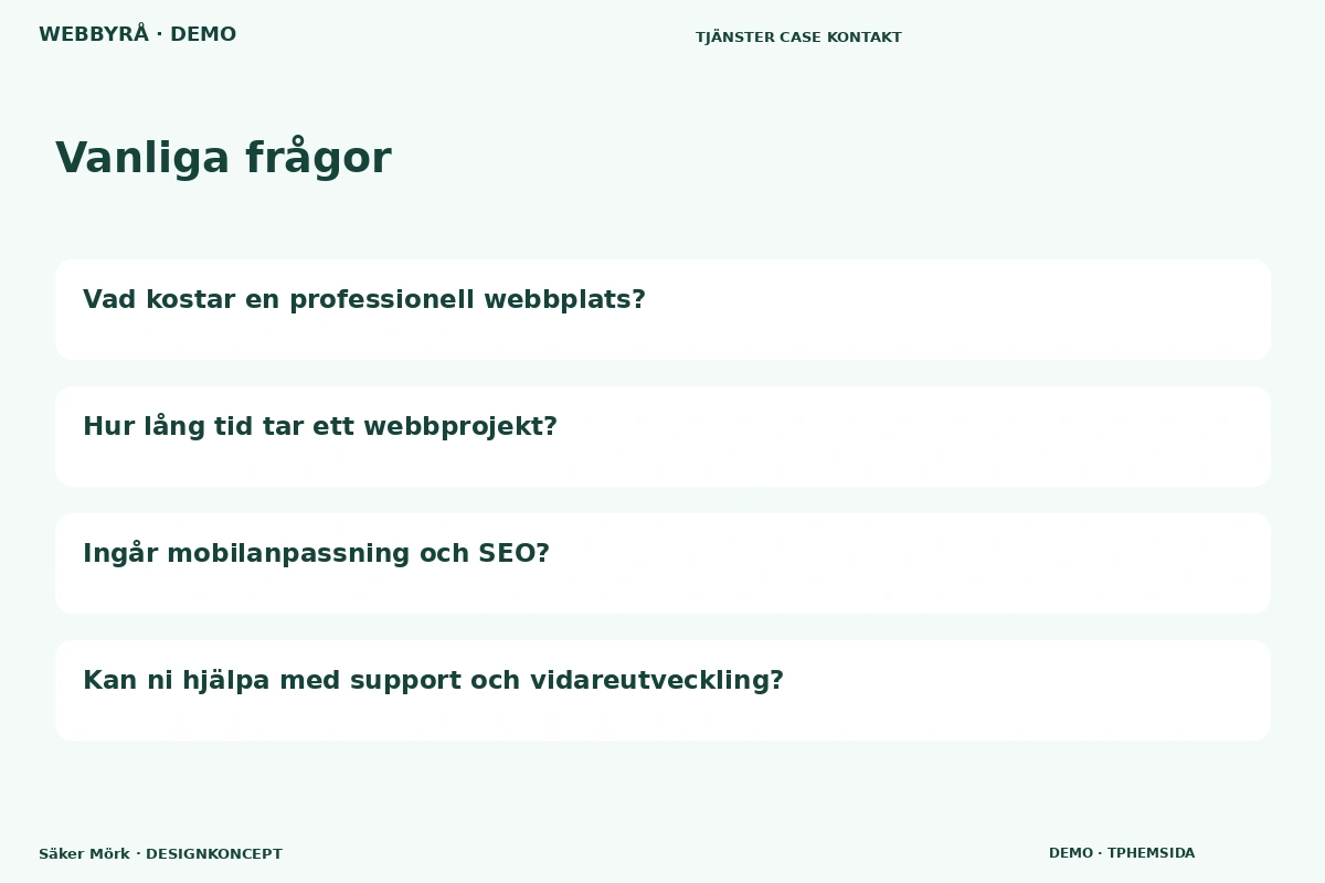 Säker Mörk – Vanliga frågor för webbyrå