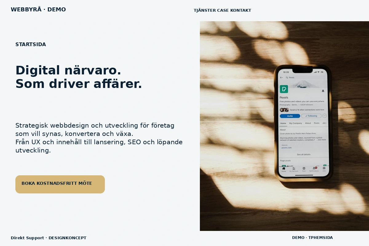 Direkt Support – Startsida för webbyrå