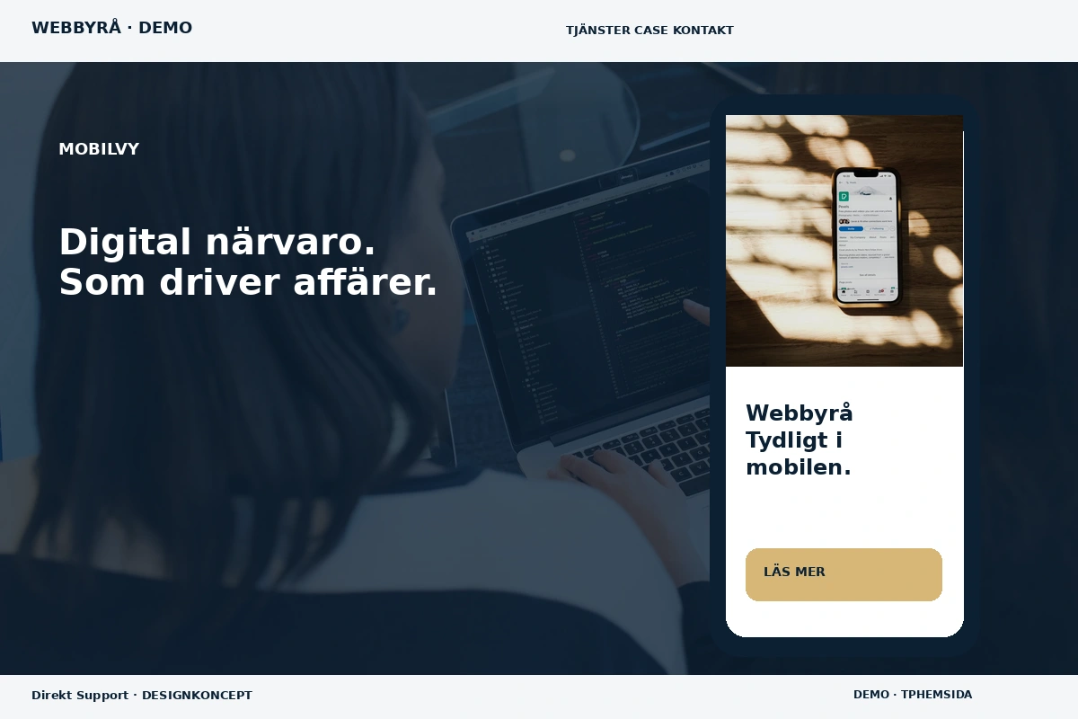 Direkt Support – Mobilvy för webbyrå