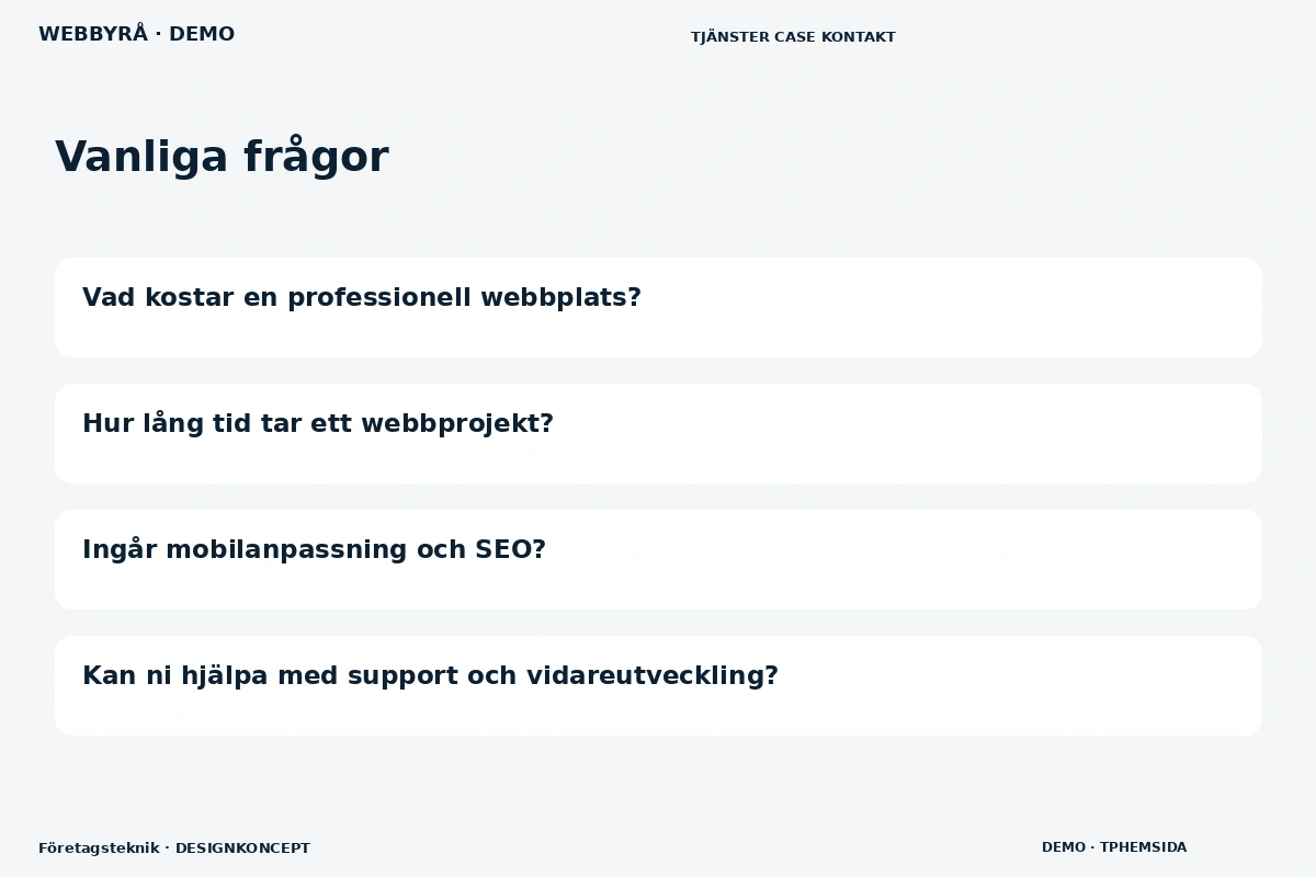 Företagsteknik – Vanliga frågor för webbyrå
