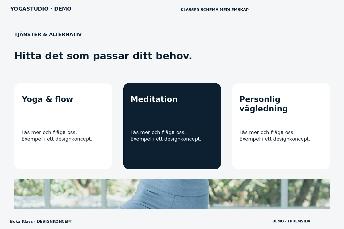 Boka Klass – Tjänster & alternativ för yogastudio