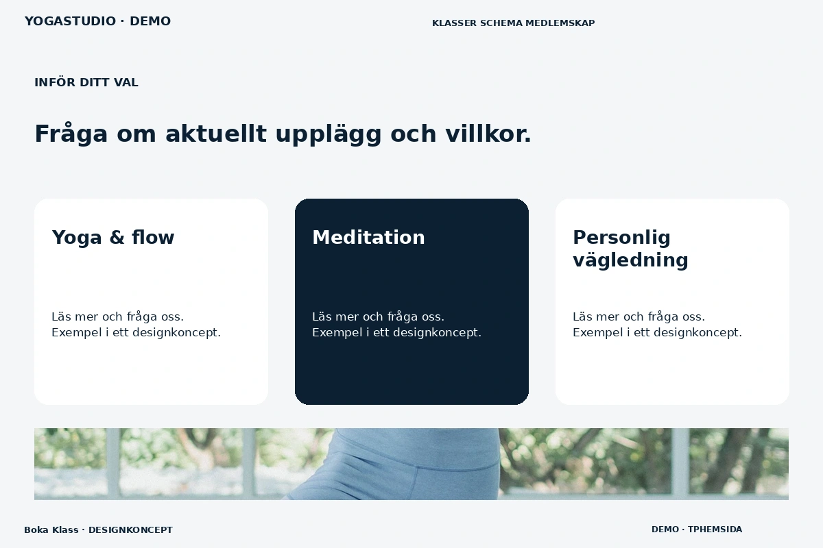 Boka Klass – Alternativ & villkor för yogastudio