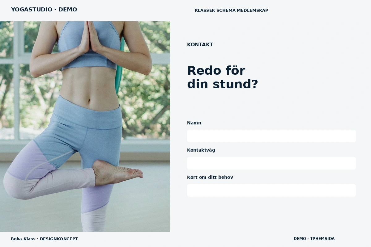 Boka Klass – Kontakt för yogastudio