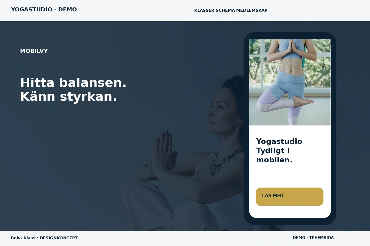 Boka Klass – Mobilvy för yogastudio