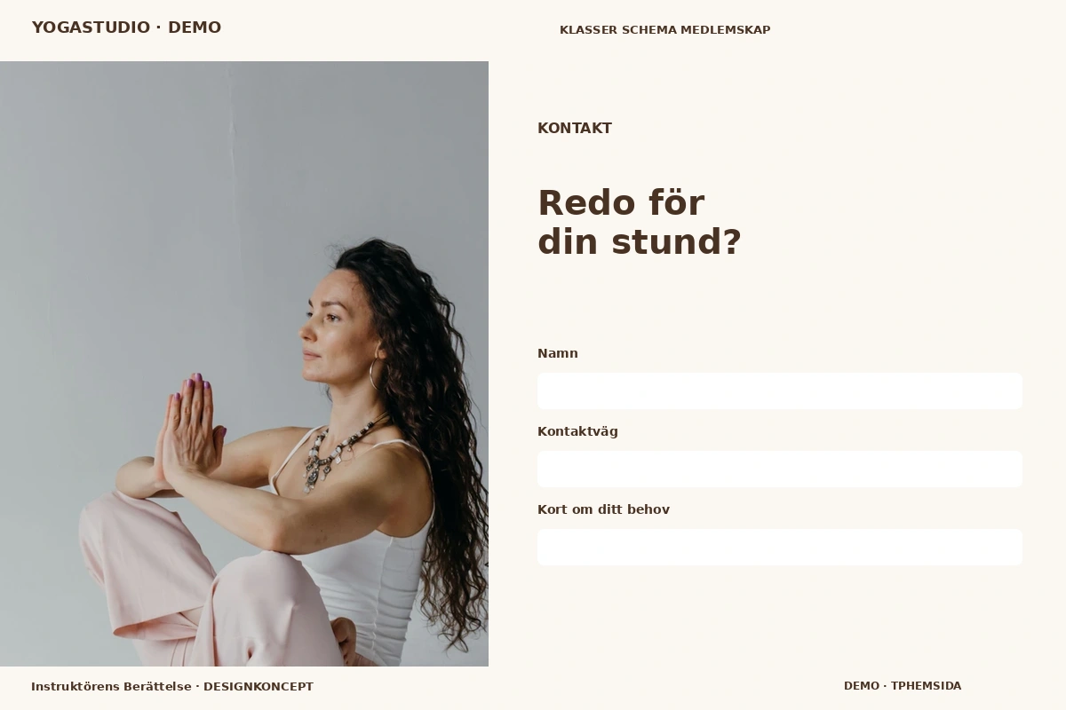 Instruktörens Berättelse – Kontakt för yogastudio