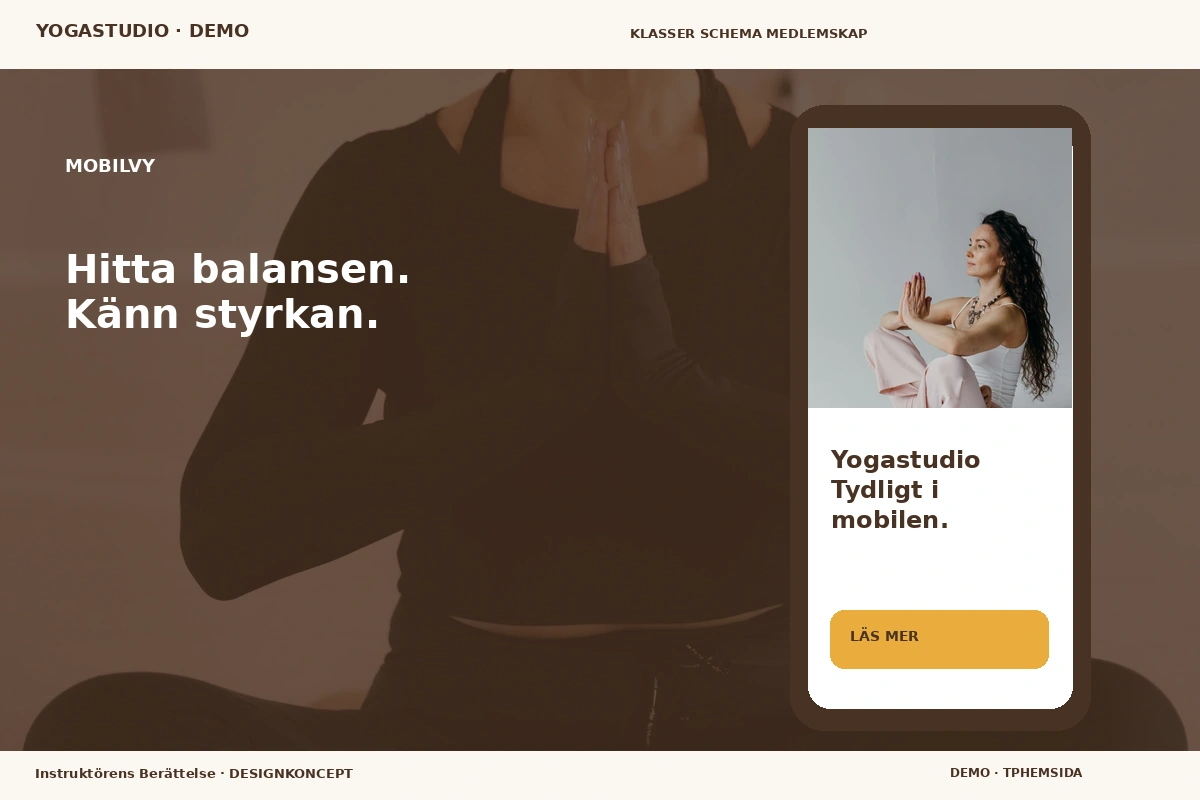 Instruktörens Berättelse – Mobilvy för yogastudio