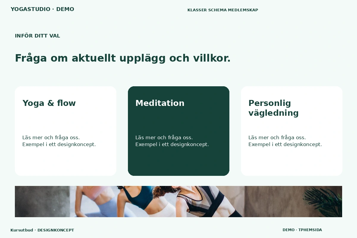 Kursutbud – Alternativ & villkor för yogastudio