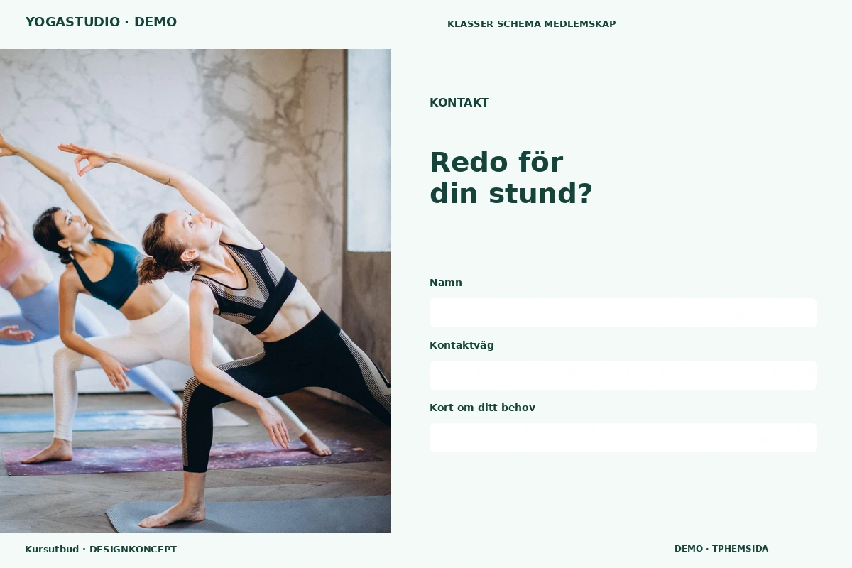 Kursutbud – Kontakt för yogastudio