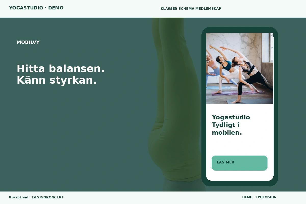 Kursutbud – Mobilvy för yogastudio