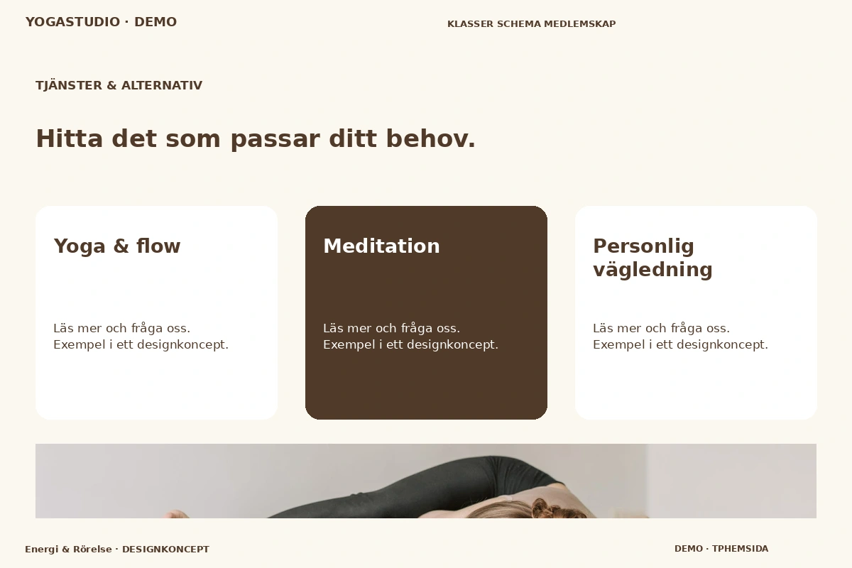 Energi & Rörelse – Tjänster & alternativ för yogastudio
