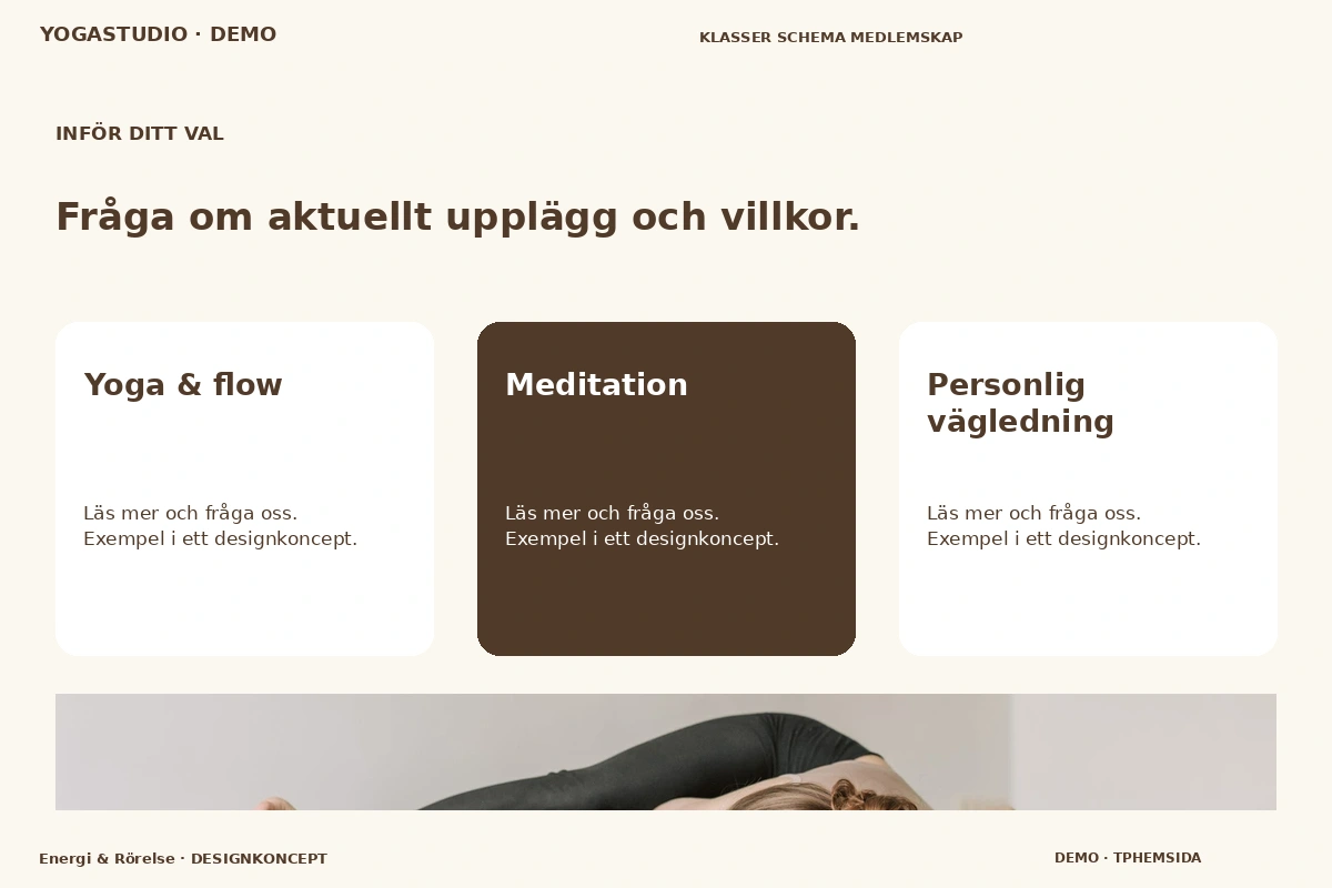 Energi & Rörelse – Alternativ & villkor för yogastudio