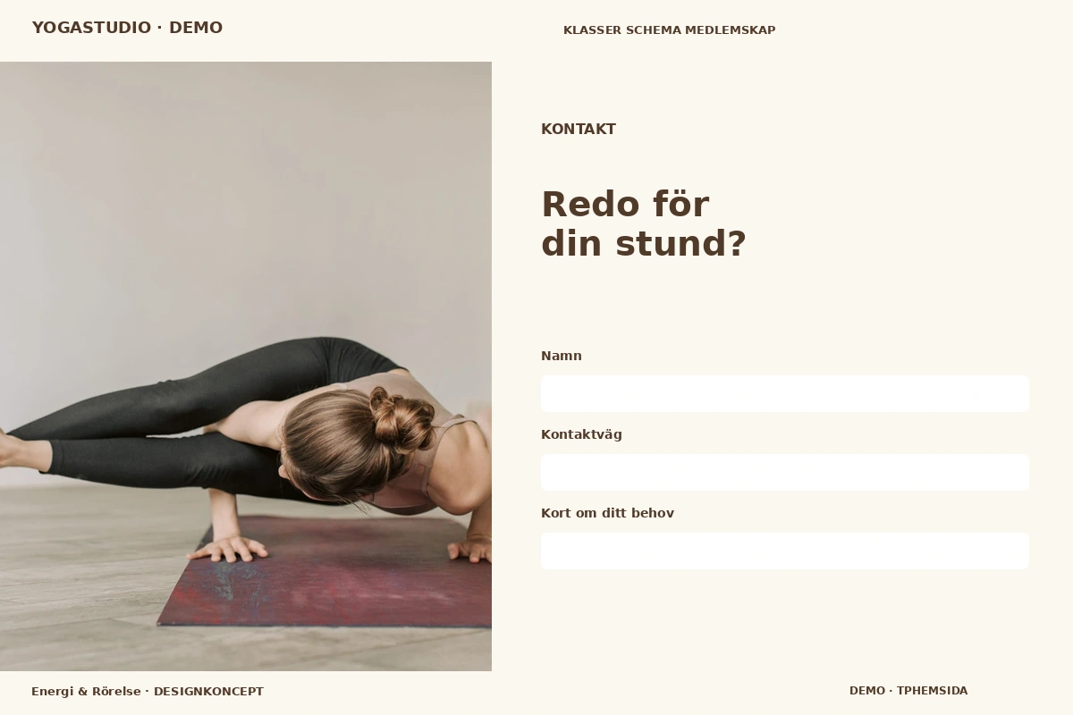 Energi & Rörelse – Kontakt för yogastudio