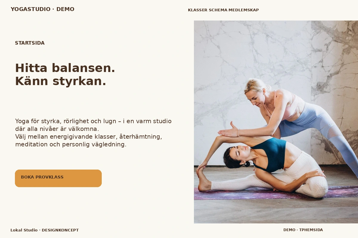 Lokal Studio – Startsida för yogastudio